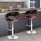 Armen Living Paris Black Faux Leather Adjustable Height Swivel Walnut Wood and Chrome Bar Stool LCPASWBABLWA - alternate 5